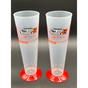 Cedar Point Top Thrill 2 CP Racing Plastic Souvenir Cup Tall Cone Set 9.25" Tall